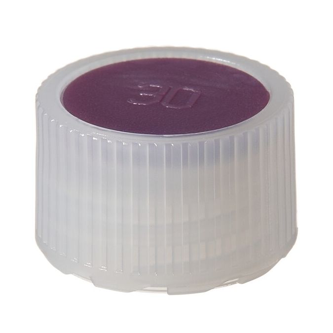 Thermo Scientific Nalgene HDPE High-Profile Closures with Color Coders for Micro Packaging Vials - Nonsterile - Purple - 11 mm - Case of 1000 - 362830-0118