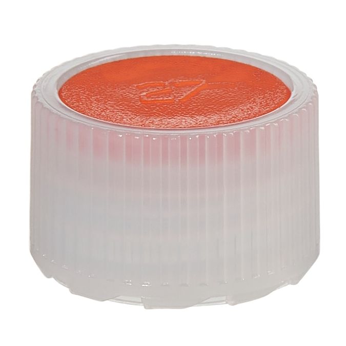 Thermo Scientific Nalgene HDPE High Profile Closures with Color Coders for Micro Packaging Vials - Sterile, Bulk Pack - Orange - 11 mm - Case of 1000 - 342830-0113