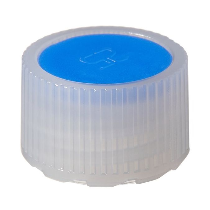 Thermo Scientific Nalgene HDPE High Profile Closures with Color Coders for Micro Packaging Vials - Sterile, Bulk Pack - Blue - 11 mm - Case of 1000 - 342830-0116