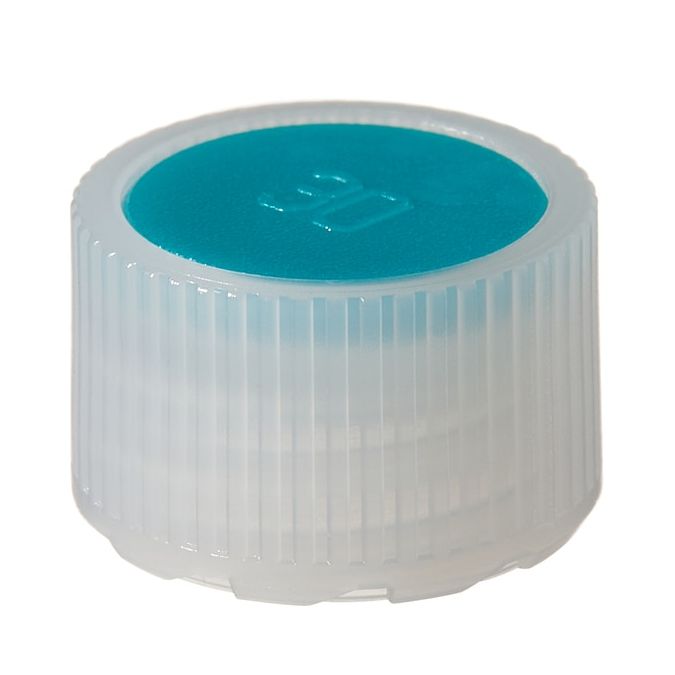 Thermo Scientific Nalgene HDPE High Profile Closures With Color Coders For Micro Packaging Vials - Sterile, Bulk Pack - Teal - 11 mm - Case of 1000 - 342830-1110