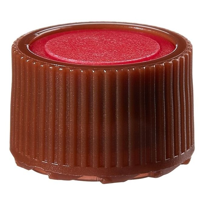 Thermo Scientific Nalgene PPCO Amber High Profile Closures with Color Coders for Micro Packaging Vials - Sterile, Bulk Pack - Red - 11 mm - Case of 1000 - 342825-0115