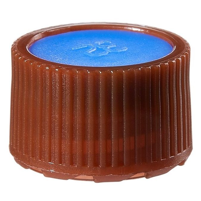 Thermo Scientific Nalgene PPCO Amber High Profile Closures with Color Coders for Micro Packaging Vials - Sterile, Bulk Pack - Blue - 11 mm - Case of 1000 - 342825-0116