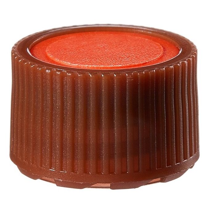 Thermo Scientific Nalgene PPCO Amber High Profile Closures with Color Coders for Micro Packaging Vials - Sterile, Bulk Pack - Orange - 11 mm - Case of 1000 - 342825-0113