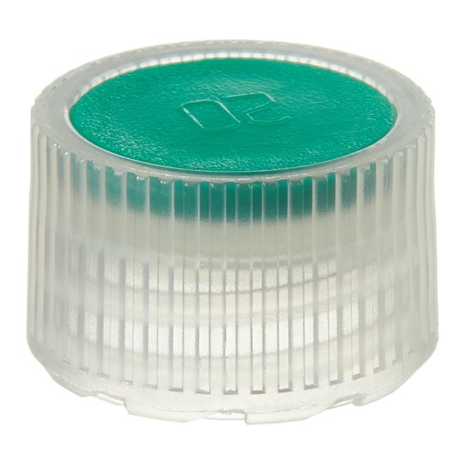 Thermo Scientific Nalgene PPCO High Profile Closures with Color Coders for Micro Packaging Vials - Sterile, Bulk Pack - Green - 11 mm - Case of 1000 - 342820-0114
