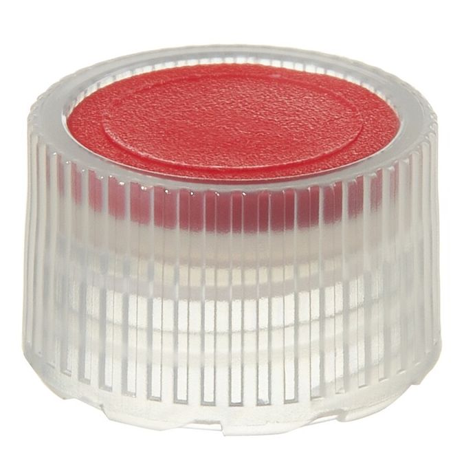 Thermo Scientific Nalgene PPCO High Profile Closures with Color Coders for Micro Packaging Vials - Sterile, Bulk Pack - Red - 11 mm - Case of 1000 - 342820-0115