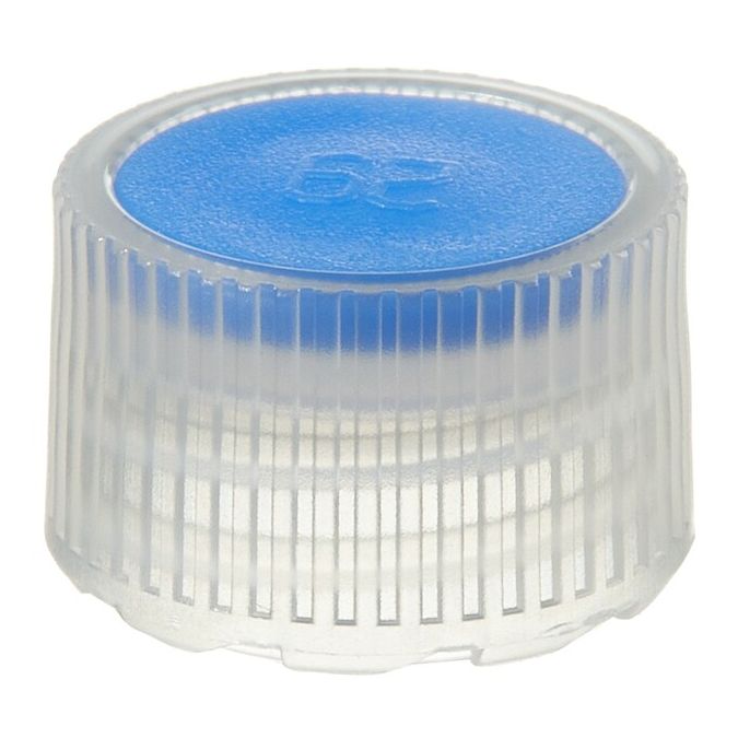 Thermo Scientific Nalgene PPCO High Profile Closures with Color Coders for Micro Packaging Vials - Nonsterile - Blue - 11 mm - Case of 1000 - 362820-0116