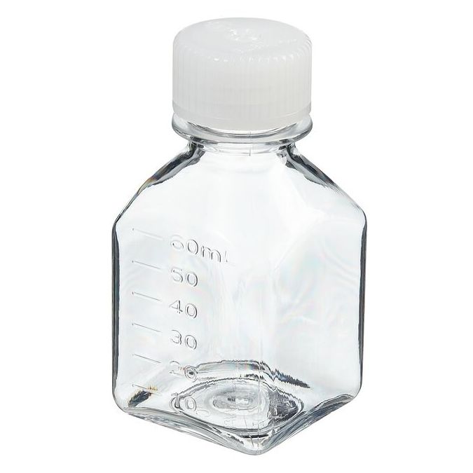 Thermo Scientific 322020-0060 Nalgene Square PETG Media Bottles with Closure: Nonsterile, Shrink-Wrapped Trays, 60 mL - Clear (Case of 200)