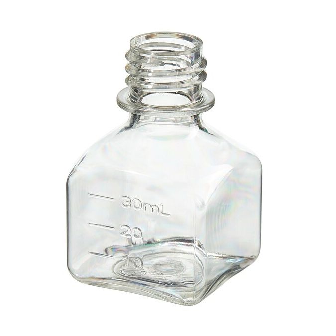 Thermo Scientific 342024-0030 Nalgene PETG Square Media Bottles Without Closure: Sterile, Shrink-Wrapped Trays, 30 mL - Clear (Case of 280)