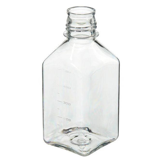 Thermo Scientific 342024-0500 Nalgene PETG Square Media Bottles without Closure: Sterile, Shrink-Wrapped Trays, 500 mL - Clear (Case of 40)