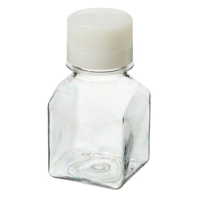  342020-0125 Nalgene Square PETG Media Bottles With Closure: Sterile, Shrink-Wrapped Trays, - ()