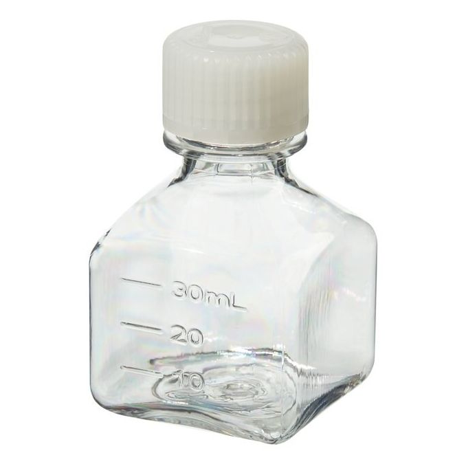 Thermo Scientific 342020-0030 Nalgene Square PETG Media Bottles with Closure: Sterile, Shrink-Wrapped Trays, 30 mL - Clear (Case of 280)