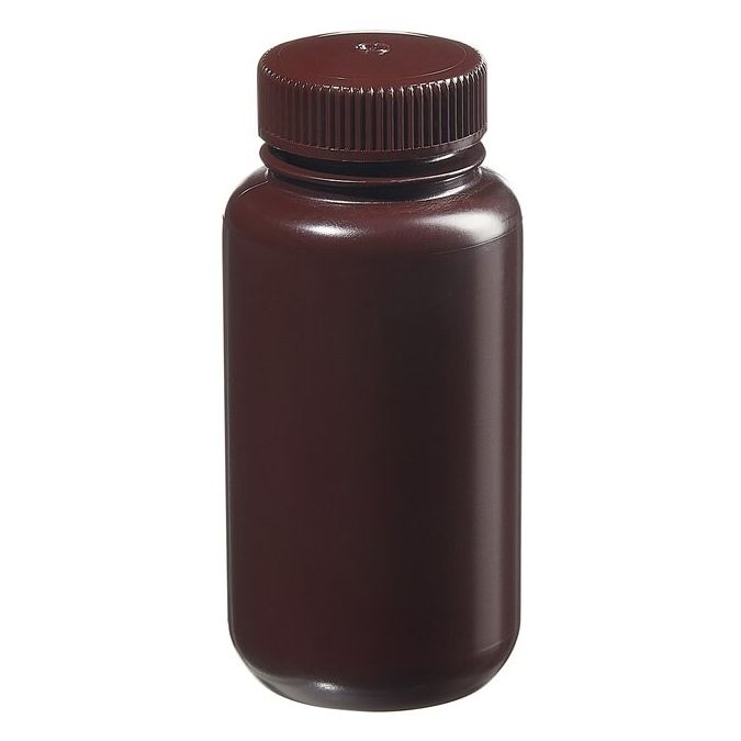 Thermo Scientific 312185-0008 Nalgene Wide-Mouth Opaque Amber HDPE Packaging Bottles with Closure: Bulk Pack, 250 mL - Opaque Amber (Case of 250)
