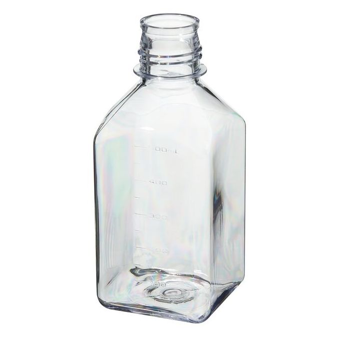 Thermo Scientific 362015-0500 Nalgene Square Polycarbonate Graduated Bottles without Closure: Tray Pack, 500 mL - Clear (Case of 40)