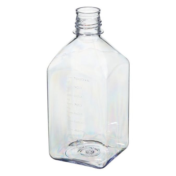 Thermo Scientific 362015-1000 Nalgene Square Polycarbonate Graduated Bottles without Closure: Tray Pack, 1 L - Clear (Case of 24)