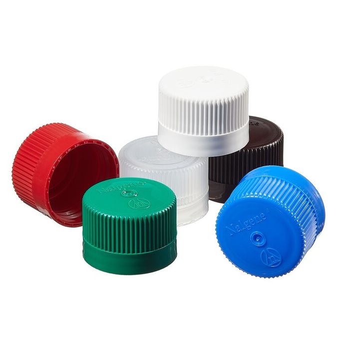 Thermo Scientific Nalgene Colored Polypropylene Closures with 38-430 Finish - 38-430 mm - Polypropylene - 250/Cs - 362150-7384