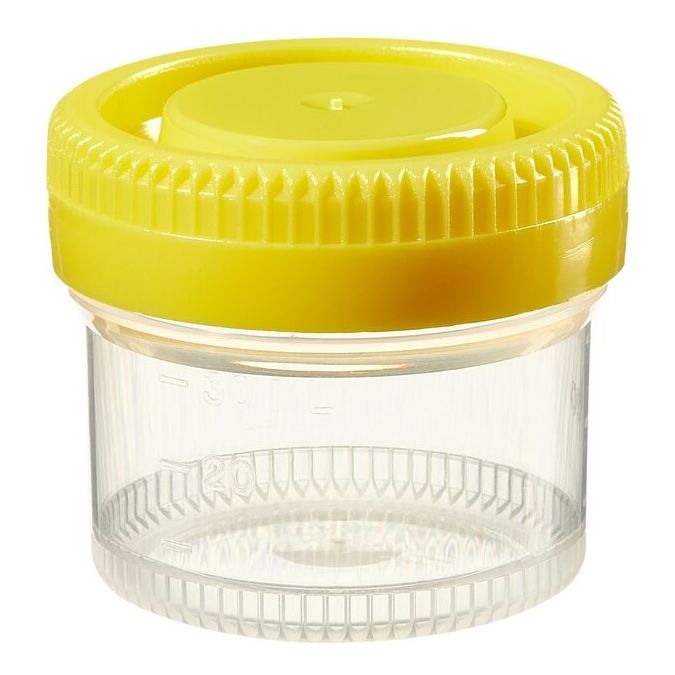 Thermo Scientific Samco Narrow Mouth Bio-Tite 40mL (1 Oz.) 48mm Specimen Containers - 04 0506 - 40 mL - Non-sterile - Yellow - 600/Cs.