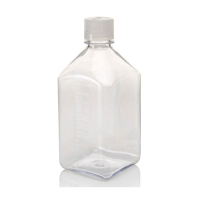 Thermo Scientific 2015-1000 Nalgene Square Polycarbonate Bottles with Closure, 1 L - Translucent (Case of 24)