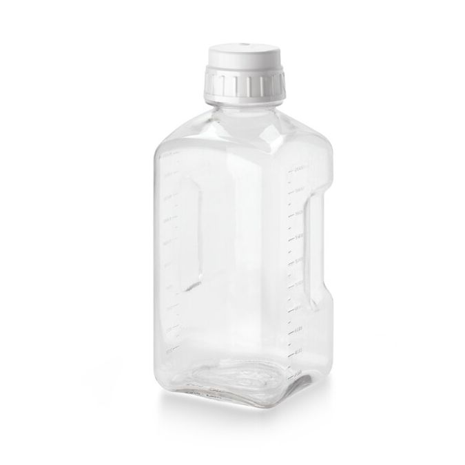 Thermo Scientific 2019-2000 Nalgene Square PETG Media Bottles with Closure, 2000 mL - Clear (Case of 12)