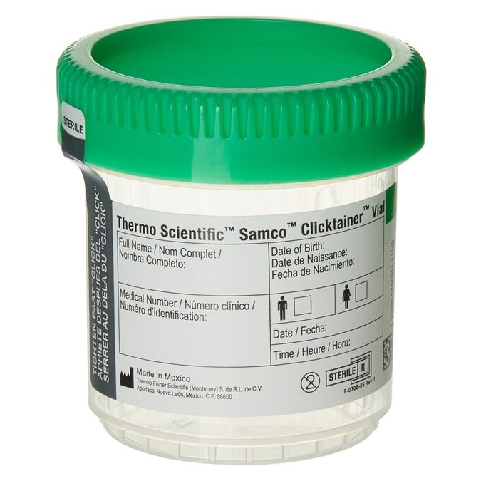 Thermo Scientific Samco Clicktainer Vials and Specimen Containers - 90GRN53-1000 - 90 mL - Sterile - Green - 400/Cs.