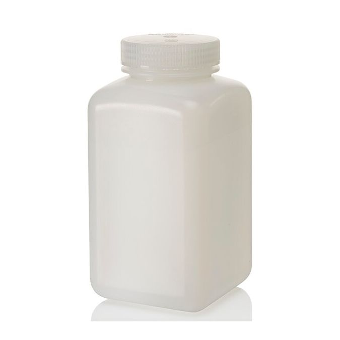 Thermo Scientific 2114-0032 Nalgene Square Wide-Mouth HDPE Bottles with Closure, 1 L - Translucent (Case of 24)