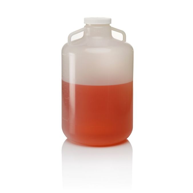 Thermo Scientific 2235-0050 Nalgene Polypropylene, Wide-Mouth Carboy with Handle - 5.3 gal. / 20 L (4/Cs.)