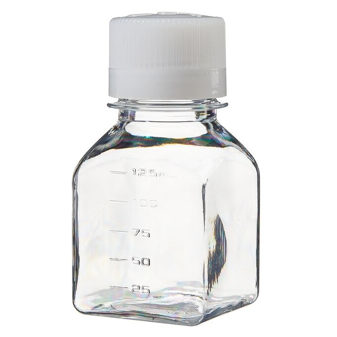 Thermo Scientific 322020-0125 Nalgene Square PETG Media Bottles with Closure: Nonsterile, Shrink-Wrapped Trays, 125 mL - Clear (Case of 96)
