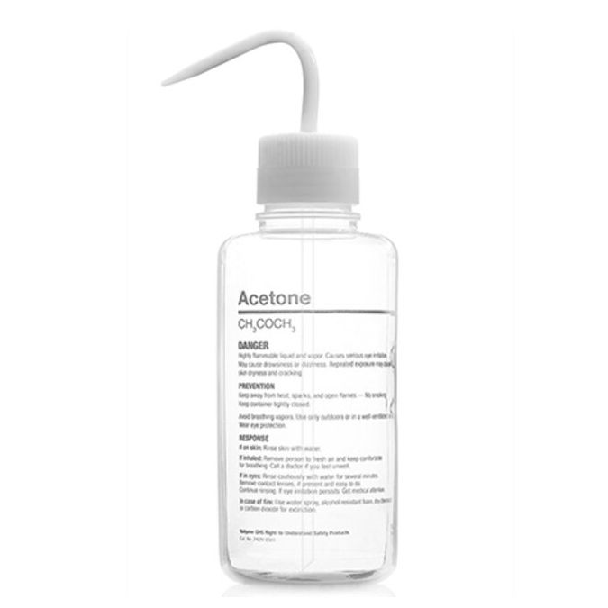 Thermo Scientific 2429-0501 Nalgene Right-to-Understand FEP Safety Wash Bottles with Globally Harmonized System (GHS) Labeling for Harsh Chemicals, 500 mL - Natural (Case of 4)