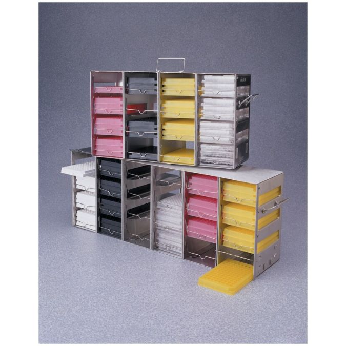 Thermo Scientific Nalgene Storage Racks for Microplates, 4x4 - 15 x 5.5 x 8.5 in. (38.7 x 13.9 x 21.6cm) - Aluminum - 5039-0048