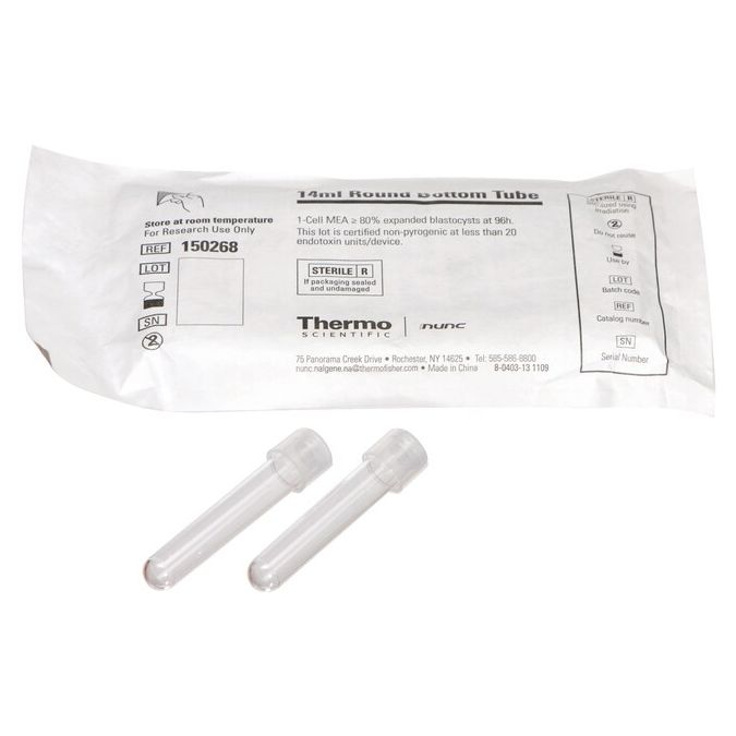 Thermo Scientific Nunc 14mL Round-Bottom Tube - 14 mL - 17.5 mmD - 95 mmL - Sterile - 150268