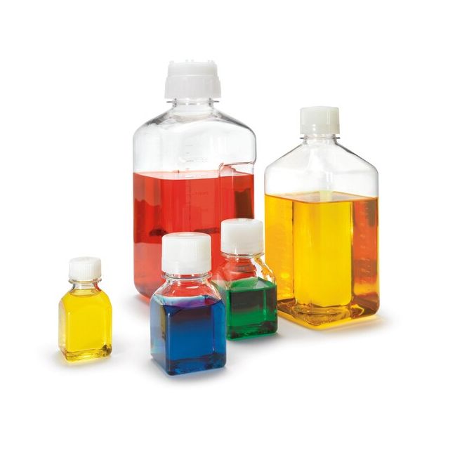 Thermo Scientific CE-N2019-1000 Nalgene Square PETG Platinum Certified Clean Media Bottle, 1 L - Clear (Case of 35)