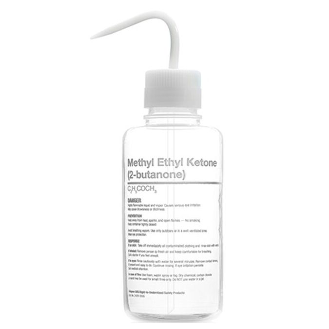 Thermo Scientific 2429-0506 Nalgene Right-to-Understand FEP Safety Wash Bottles with Globally Harmonized System (GHS) Labeling for Harsh Chemicals, 500 mL - Natural (Case of 4)